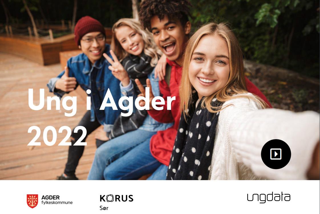 Forside rapport Ung i Agder 2022 - Klikk for stort bilde